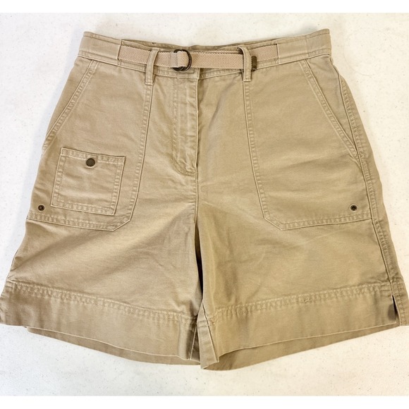 Ralph Lauren Green Label Tan Khaki‎ Women's Size 6 Petite Shorts With Belt - Picture 1 of 16